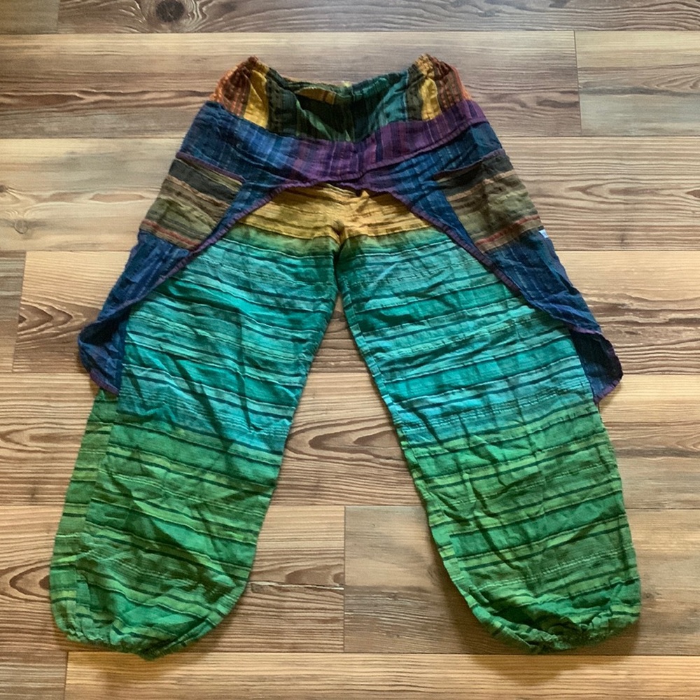 Israeli tie died wide leg pants